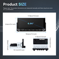 Autoradio Android Podofo 4+64G 1 Din avec écran Incell de 6,86 pouces, audio de voiture, Carplay/Android Auto sans fil, GPS, WiFi, clavier piano, OEM/ODM