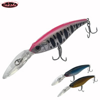 Leurre de pêche flottant TAKEDO 80MM 4.5G pour la pêche au bar en mer, leurre minnow à longue queue pour plongée profonde avec hameçons triples