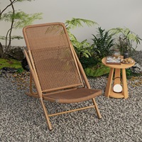 Ensemble de salon de jardin en rotin pliant de style chinois, avec chaise inclinable et table basse, pour balcon, série Cloud Family, chaise de loisirs d'extérieur