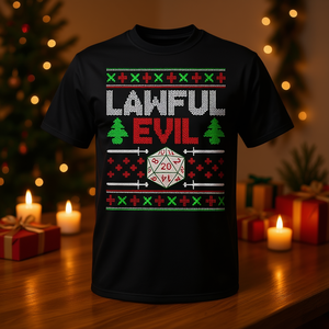 Santa Evil D20 Ugly Tabletop Sweater T-Shirt for Christmas Holidays a Fun and <b>Lawful</b> Christmas Supplement - Product Image 3
