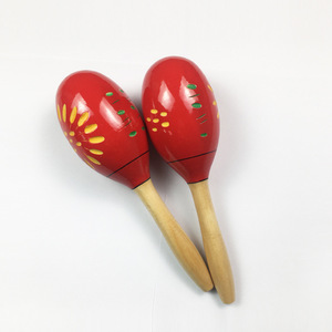 Maracas en bois rouge pour enfants, instrument de musique rythmique, hochet, jouet maracas, instrument de percussion Orff en gros - Product Image 5