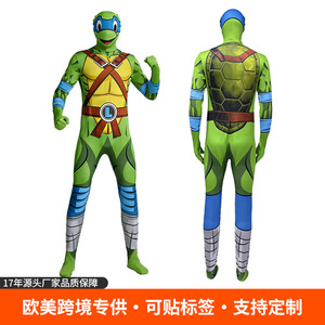Costume de cosplay des Tortues Ninja Mutantes Adolescentes, ensemble complet, taille adulte, tenue de jeu de rôle pour fête d'Halloween, design coquille verte et bleue - Product Image 4