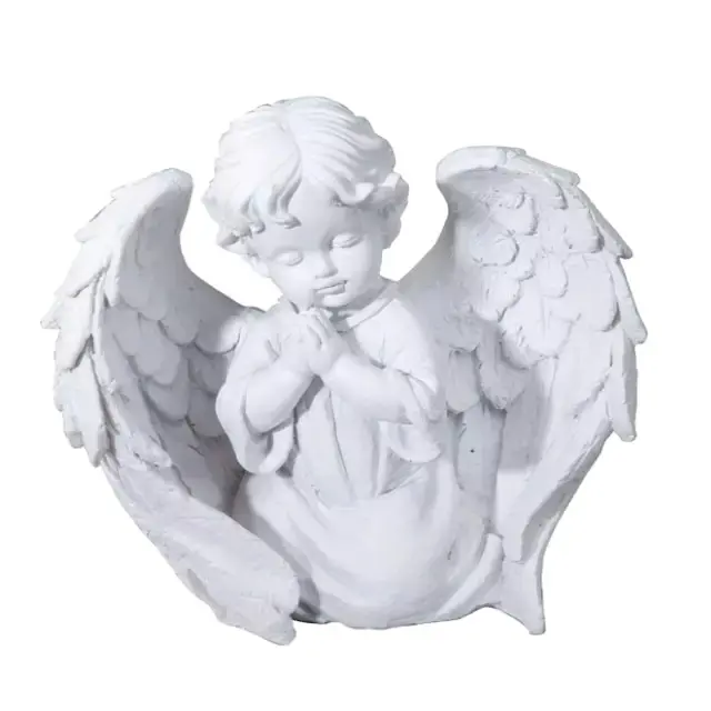 Statue commémorative de prière de l'ange Cherub, Statue de jardin en résine de 7 pouces de hauteur