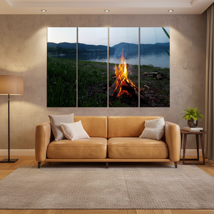 Bonfire Landscape Tempered Glass <b>Wall</b> Art: Printed <b>Canvas</b> Artwork,SET OF 4 <b>CANVAS</b> - Product Image 3