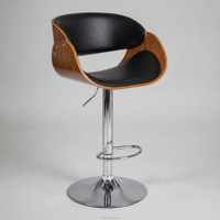 Tabouret de bar pivotant de luxe HR-6003B avec structure en contreplaqué, coussin en PU, base chromée 450 mm pour hôtel, salle à manger, vente en gros directe d'usine