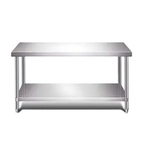 Mesa de preparación de cocina comercial 201 / 304 mesa de trabajo de acero inoxidable mesa de trabajo para venta directa de fábrica