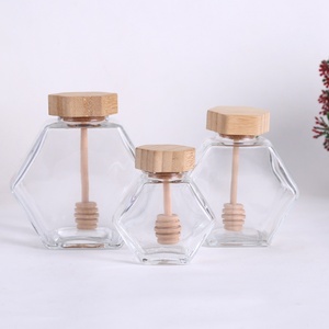 Vente en gros de pots à miel hexagonaux en verre transparent à bas prix avec couvercle en métal 100ml 180ml 280ml 380ml 730ml - Product Image 4