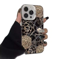 Casing Handphone TPU PC Berlapis Perak dengan Cetakan Bunga Mawar Mewah untuk Iphone 11 12 13 14 15 16 17 18 Pro Max