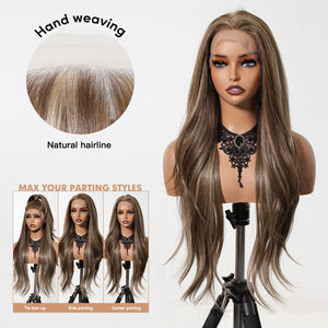 Abbastanza Stock 13*6 parrucca di pizzo giapponese in fibra marrone biondo a righe di alta qualità naturale liscia tubo dritto resistente morbido - Product Image 3