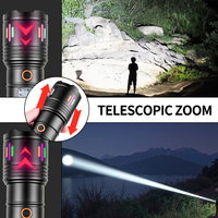 Lampe torche LED rechargeable en alliage d'aluminium 30W, étanche IPX4, éclairage latéral, portée du faisceau 700-800M, zoomable pour l'extérieur