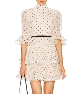 <span class=keywords><strong>Abito</strong></span> su Misura da Donna con Stampa a <span class=keywords><strong>Pois</strong></span>, Collo Alto, Mezza Manica, Aderente e Svasato a Strati - Product Image 4