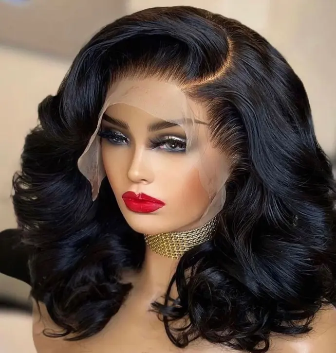 Harga Pabrik Wig Kepang Renda Depan Ketebalan 180%, Wig Rambut Manusia Virgin Brasil, Wig Renda Kepang Hd untuk Wanita Renda Depan