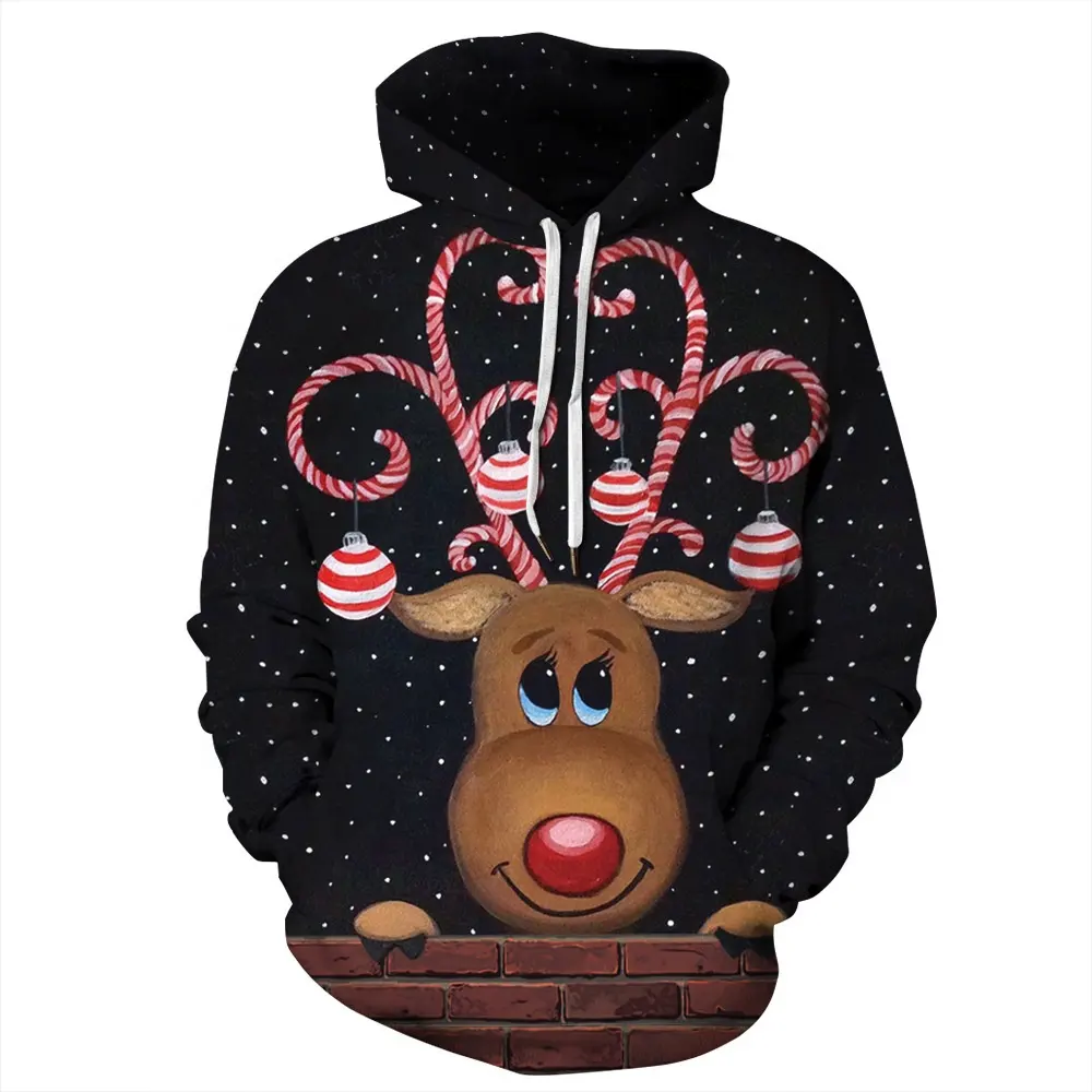 Fashion Top Quality New Autumn Christmas Clothing Men's and Women's Printed Round Collar Christmas Hoodies