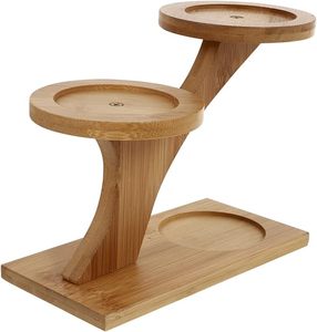 Three-Tier Round Wood Natural Color <b>Desktop</b> Indoor Plant Stand Multi-Layer Design Wooden Pot Holder and <b>Shelf</b> for Storage - Product Image 1