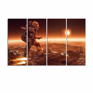 Impresión en lienzo de astronauta surrealista moderno: elegante decoración de pared de vidrio templado, JUEGO DE 4 lienzos - Product Image 2