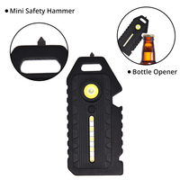 Lampe torche rechargeable EDC COB étanche avec ouvre-bouteille, mini marteau de sécurité, lampe de camping portable USB LED IP44