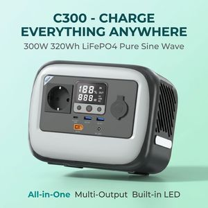 Station d'alimentation portable tout-en-un 300W, générateur solaire 320Wh, onde sinusoïdale pure, LED intégrée, sorties multiples - Product Image 3