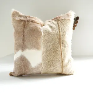 天然山羊毛皮抱枕套柔软毛绒真毛皮枕套奢华动物皮垫套装饰枕头