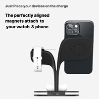 Support de téléphone portable de bureau personnalisé, support de montre intelligente, chargeur rapide 3 en 1, chargeur sans fil magnétique portable 15W pour iPhone 15 14Pro Max