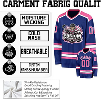 Maillot de hockey sur glace personnalisé imprimé par sublimation, manches longues, respirant, anti-humidité, polyester, uniforme d'équipe OEM ODM