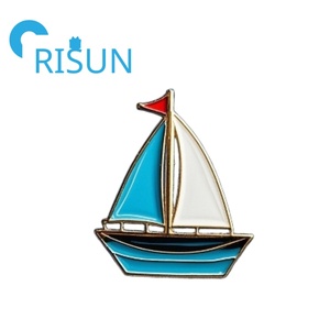 Spille Personalizzate in Smalto a Forma di Barca a Vela Nautica, Spilla da Bavero Personalizzata in Smalto <span class=keywords><strong>Oro</strong></span> Argento con Ancora Nautica per Spedizioni e Navigazione - Product Image 3