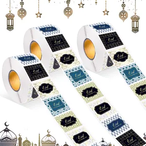 JT047 Eid 라마단 라벨 스티커 500 PCS 롤 라마단 파티 용품 자체 접착 데칼