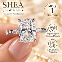 Bague de fiançailles en or blanc massif 10K/14K/18K avec diamant de laboratoire taille coussin de 0,5 à 3 carats et pierre latérale en forme de poire, certifiée IGI VS VVS