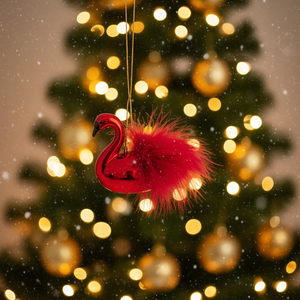 HOMERA Christmas Ornament 14CM Red Foam Swan Shape With Feather Decoration For Tree - Product Image 2