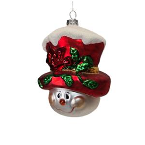 زينة عيد الميلاد المعلقة على شكل رأس رجل الثلج الزجاجي متعدد الألوان، هدية ديكور للعطلات، عرض خاص للشتاء - Product Image 3