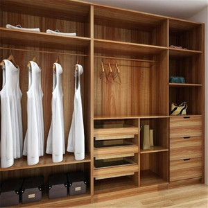 Armoire DAIYA avec porte à charnière ouverte, placard en placage de bois - Product Image 6