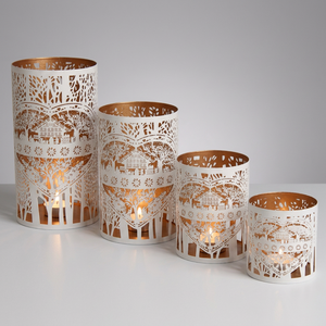 Décorations de Noël 2026 : Bougeoirs votifs en métal blanc à motif découpé, différentes tailles - Product Image 2