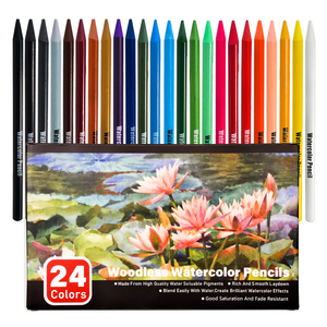 库存高品质24色水彩无木彩色铅笔，供艺术家和学生使用 - Product Image 6