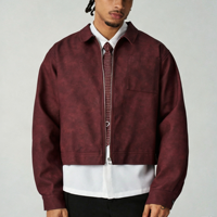 Chaqueta de Lona Personalizada de Alta Calidad, 100% Algodón, Estilo Urbano Vintage, Chaqueta Bomber Corta para Hombre con Logotipo Personalizado