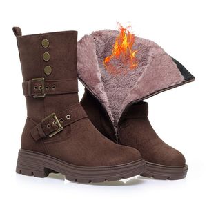 Botas Femininas <span class=keywords><strong>para</strong></span> Outono e Inverno Botas Western de Forro de Lã com Solado Grosso Botas Quentes de Alta Qualidade - Product Image 1