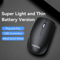 Souris sans fil VegGieg 2,4 G pour bureau, portée de 15 m, souris optique portable avec molette de défilement en métal, pile AAA incluse pour ordinateur portable PC