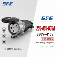 Prise industrielle électrique étanche SFE IP67 250A 400A 630A, haute performance, avec panneau de montage, 4 ou 5 broches