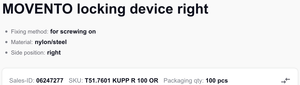 Blum1 T51.7601 <strong>MOVENTO</strong> Locking Device Left Right Steel - Product Image 4