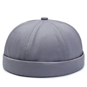 도매 챙없는 해골 모자 복고풍 비니 모자 세련된 캐주얼 스트리트 면 압연 커프 면 챙없는 모자 도커 선원 모자
