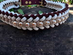 Collier pour <span class=keywords><strong>chien</strong></span> en paracorde <span class=keywords><strong>biothane</strong></span> perlé, bijoux pour animaux de compagnie en or personnalisés, collier tressé bordeaux fait main pour chiens de petite, moyenne et grande taille - Product Image 4