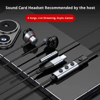 [Con Tarjeta de Sonido Integrada] Micrófono Intraural Dinámico Tipo-C con Cable de 1.5M para Karaoke, Grabación, Transmisión en Vivo y Retorno de Sonido en Tiempo Real