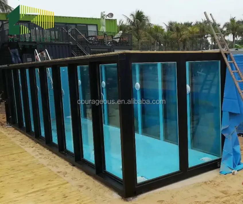 Vorgefertigter Container-Pool mit Glas-Set, gebrauchs fertig, 20 Fuß/40 Fuß