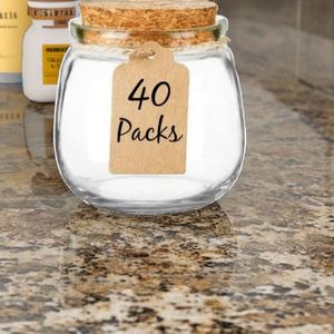 Vente en gros de pots de conservation alimentaire en verre transparent de 250 ml (8 oz) avec bouchon en liège, cuillère en bois, logo personnalisé pour le sucre, les biscuits, les gâteaux, les collations, la gelée - Product Image 2