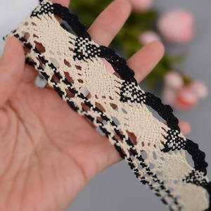 Passamaneria in Cotone Bianco e Nero con Ricamo Bilaterale e <span class=keywords><strong>Occhi</strong></span> di Pesce Sbiancati, con Pizzo in Cotone Intrecciato per Accessori Fai-da-Te per Tende e Letti - Product Image 3