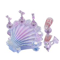 Support magnétique transparent en forme de coquille de sirène Aurora pour la pratique du nail art, support en résine pour faux ongles, salon de manucure DIY