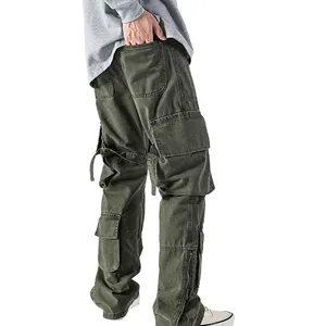 Custom Men Streetwear Hip Hop Stacked Pants Wholesale 3D Pocket High Quality Men Cargo Pants