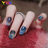 Pigments Holographiques Magnétiques 9D Effet Œil de Chat à Base de Solvant Arc-en-ciel, Gel Ongles Laser Holographique, Poudre Miroir Licorne, Pigments Cuir
