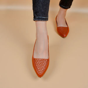 Zapatos planos puntiagudos de maternidad, nuevos zapatos de ballet con relieve tejido, estilo para ir al trabajo para mujer, zapatos de una sola pieza para las cuatro estaciones - Product Image 4