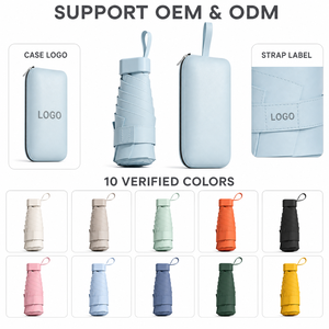Parapluie de poche mini pliable 6 volets JUNVOY 15 cm avec revêtement noir anti-UV, étui rigide à fermeture éclair, double usage soleil/pluie - Product Image 2