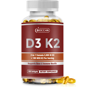Vitamine D3 K2 Capsule 5000 UI (125 mcg) Vitamine D3 K2 MK-7 100 mcg Supplément de vitamines pour le soutien des os, des dents, des muscles et du système immunitaire - Product Image 1