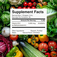 Gouttes liquides de vitamine B12 haute puissance pour soutenir l'énergie, l'humeur, le métabolisme, la santé du cerveau et la concentration